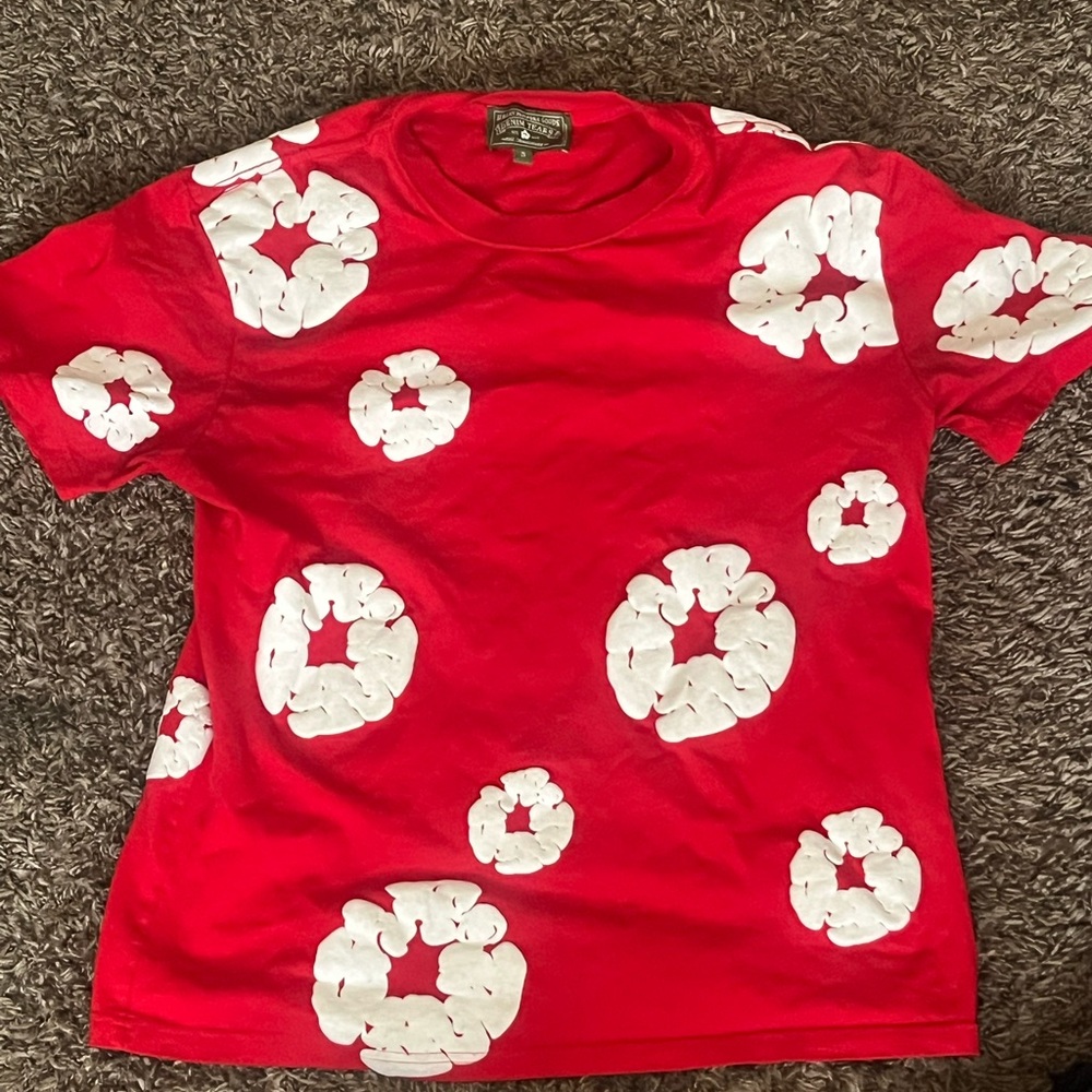 Red denim tears shirt